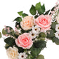 24" Artificial Rose,Camellia,babysbreath Floral Spring Wreath With Green Leaves