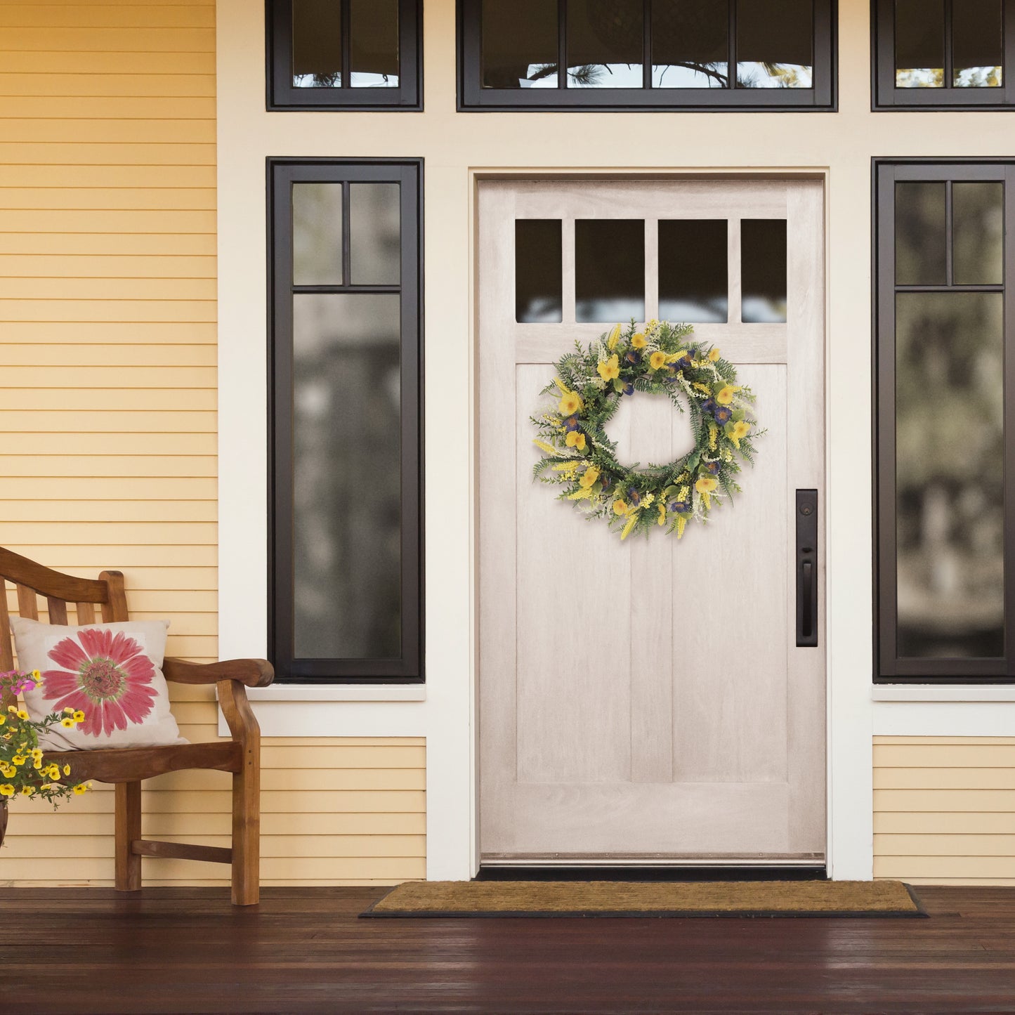30" Artificial Poppy Floral Spring Wreath