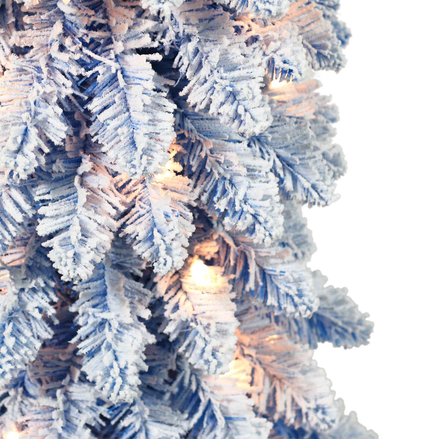 4 ft Pre-Lit Flocked Blue Artificial Alpine Pencil Tree