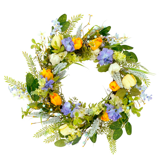 Puleo International 24" Artificial Daisy Floral Spring Door Wreath, Multicolor