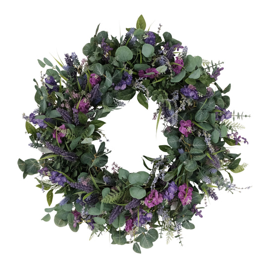 Puleo International 30" Artificial Lavender And Eucalyptus Floral Spring Wreath