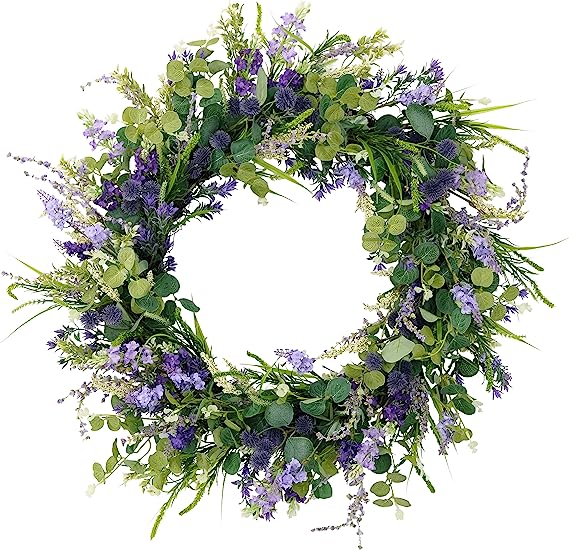 Puleo International 30" Artificial Eucalyptus Floral Spring Door Wreath