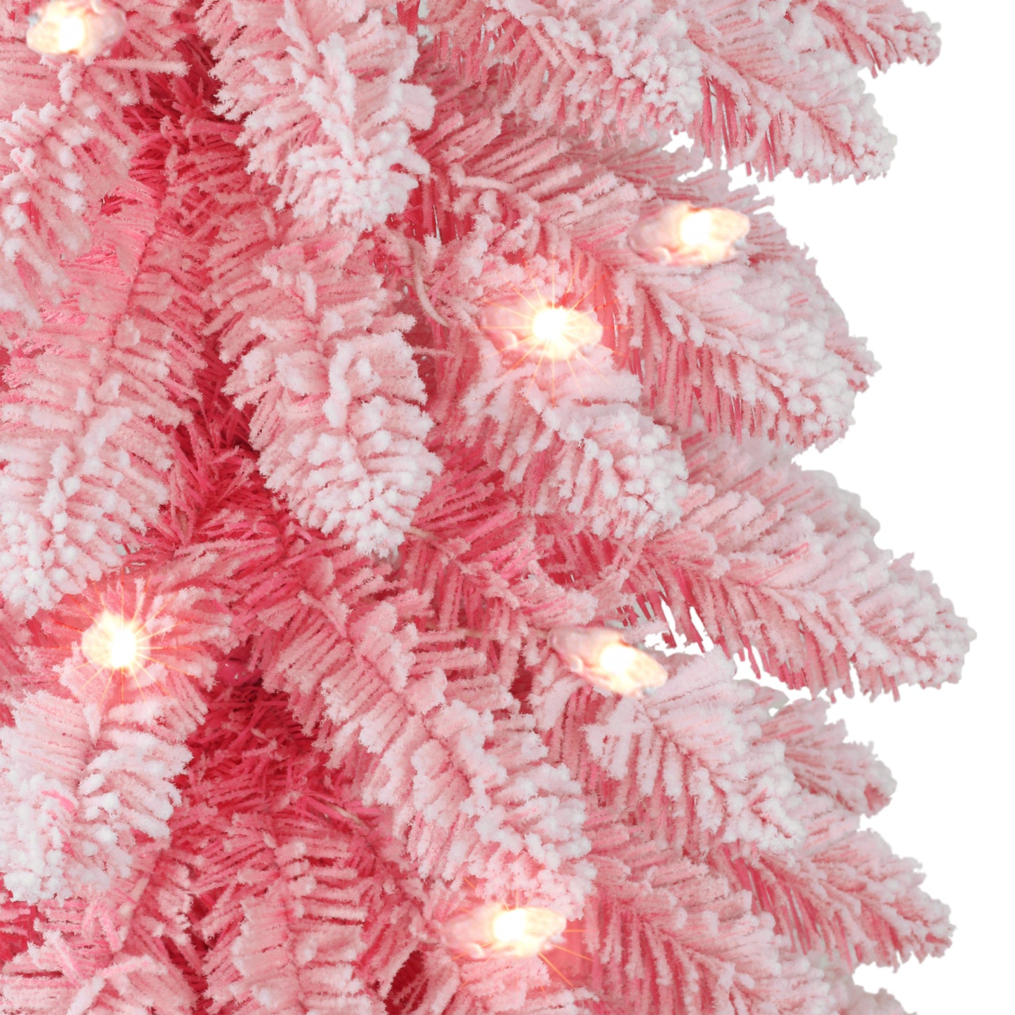 6 ft Pre-Lit Flocked Pink Artificial Alpine Pencil Tree