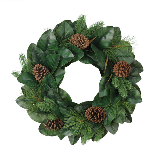 24" Wreath with Magnolia Leaves