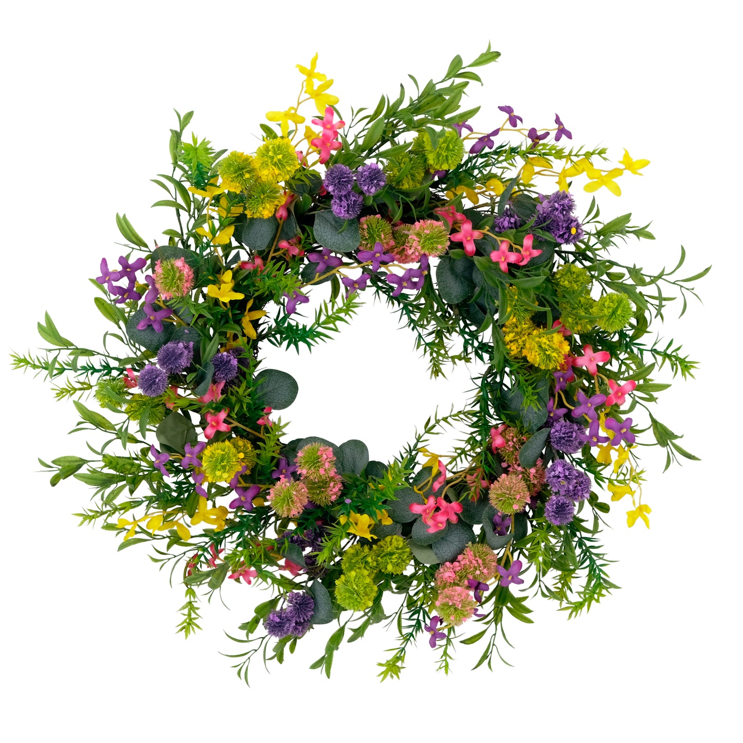 Puleo International 24" Artificial Eucalyptus Floral Spring Door Wreath with Berries