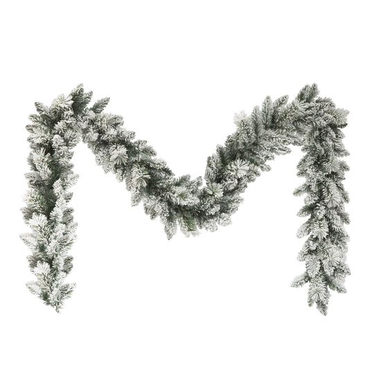 9' Flocked Spruce Garland with 160 Tips