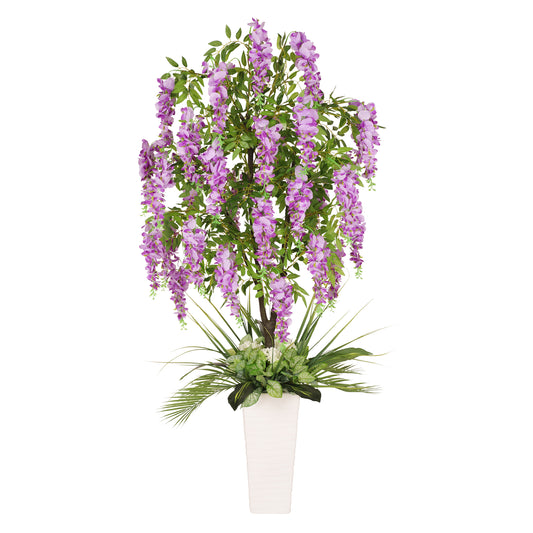 6 ft. Artificial Wisteria Tree with White Decorative Pot