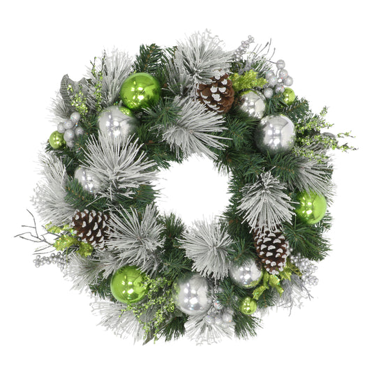 24" Decorated Aritficial Wreath - Flocked
