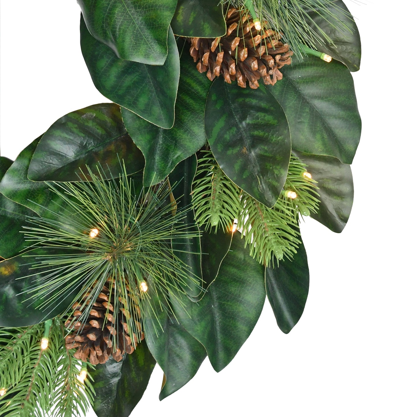 24 in. Pre-lit Magnolia Wreath
