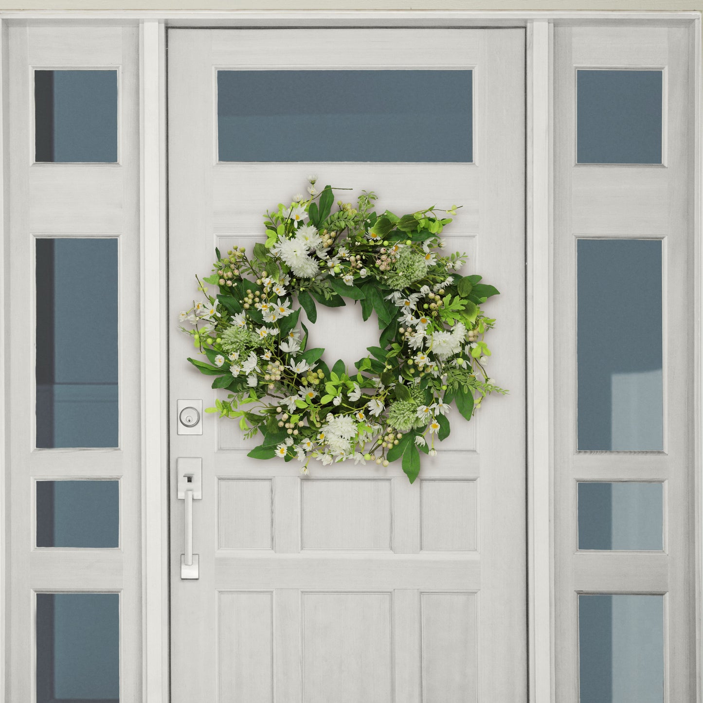 24" Artificial Daisy Spring Mixed Flower Wreath