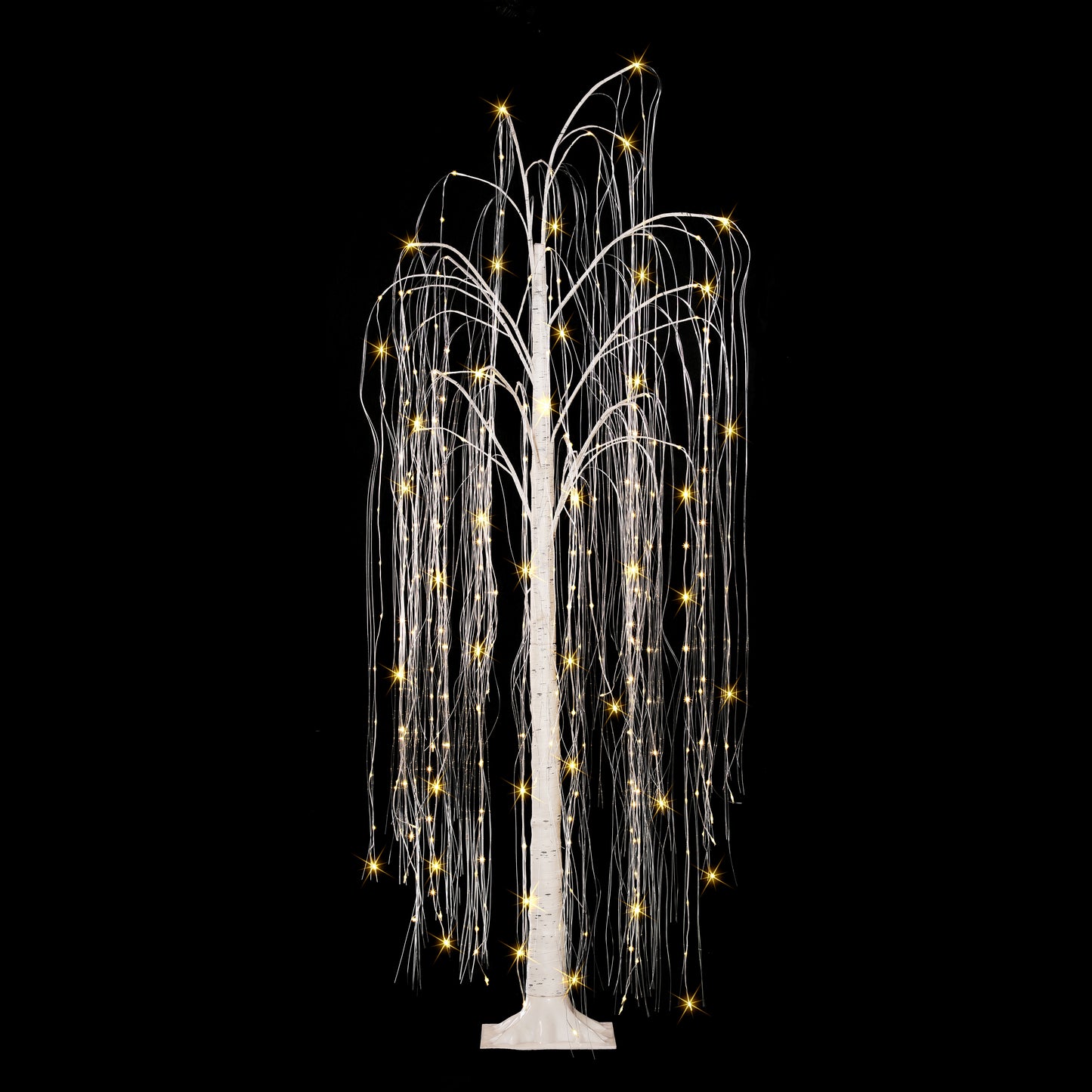 6 ft Pre-Lit Outdoor Willow Tree With 360 Warm White Multi-Function Dual LED Lights Outdoor UL Adapter Stand Included