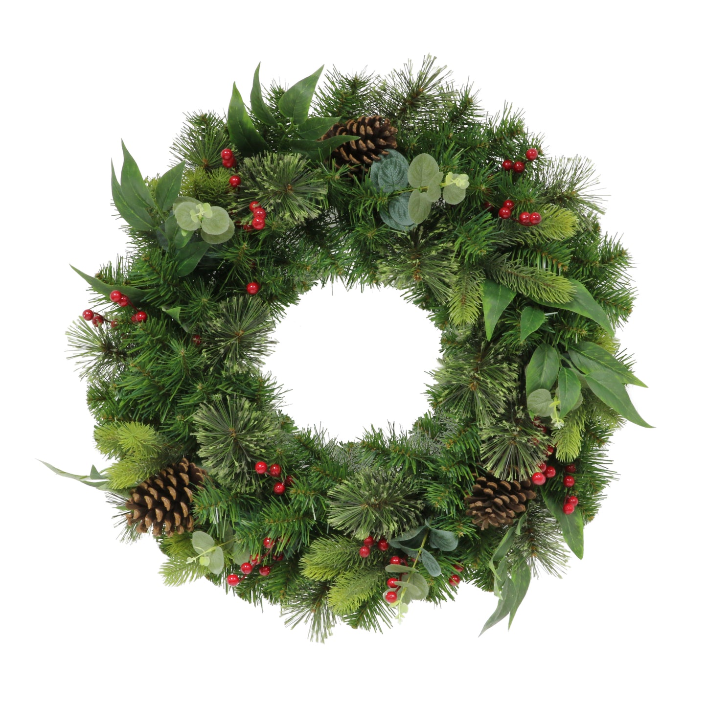 24" Decorated Christmas Wreath with 120 Tips, Green
