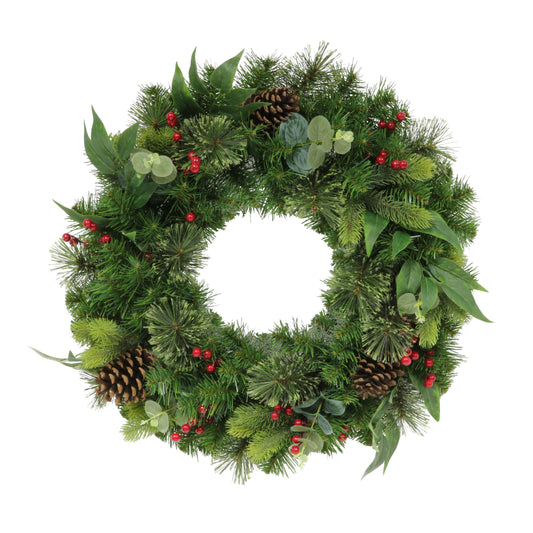 24" Decorated Christmas Wreath with 120 Tips, Green