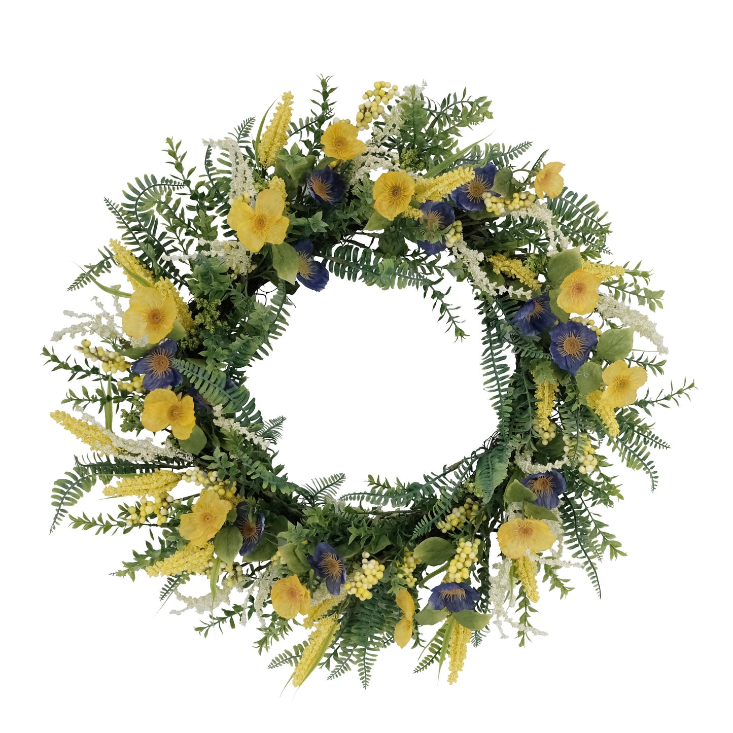 30" Artificial Poppy Floral Spring Wreath