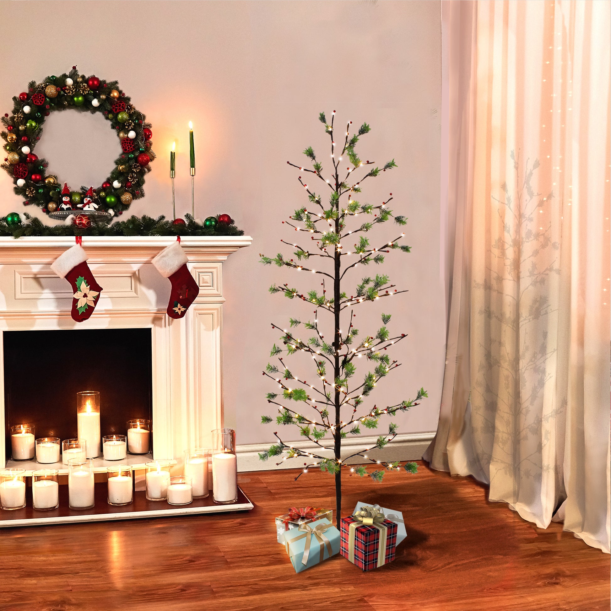 6 / Twinkling Warm White LED / Green