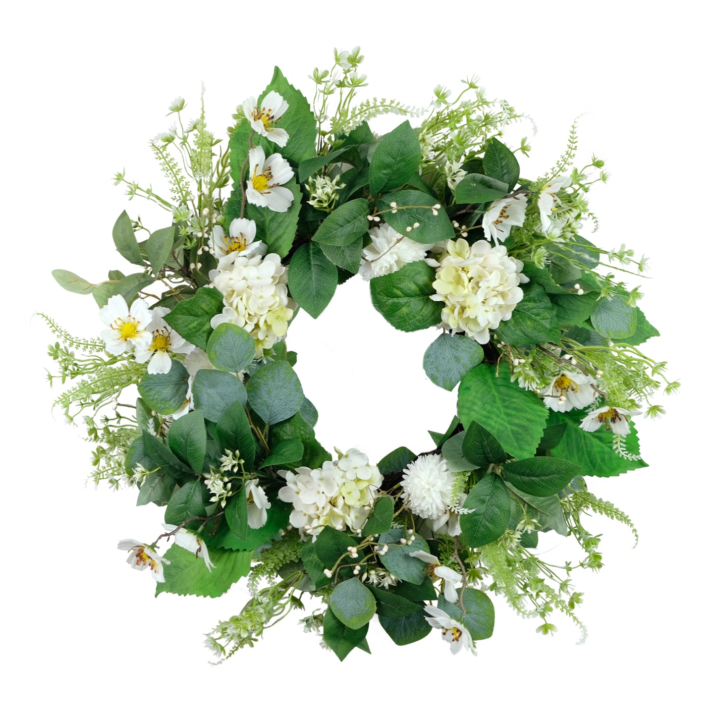 24" Artificial Hydrangea & Dogwood Floral Spring Wreath