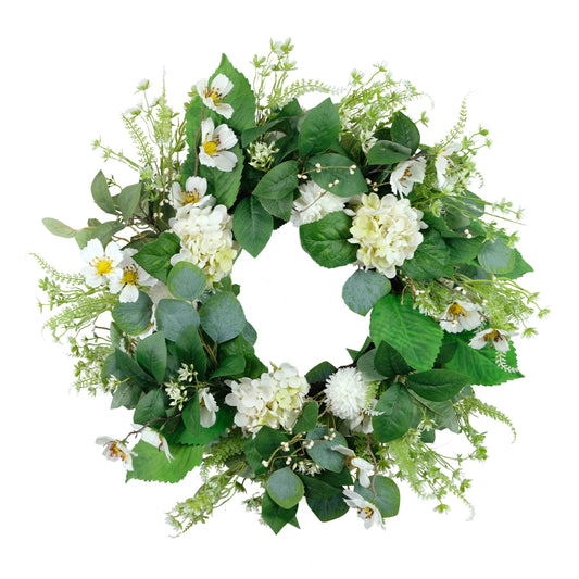 24" Artificial Hydrangea & Dogwood Floral Spring Wreath