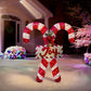 52 in Lighted Outdoor Fabric Mesh Candy Cane Pair 100 UL Clear Lights Metal Stand