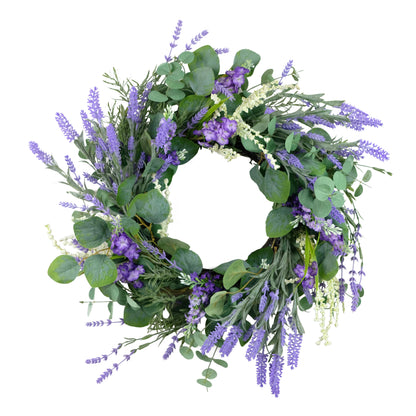 24" Artificial Lavender & Eucalyptus Floral Spring Wreath