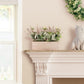 11" Lambs Ear Centerpiece with Twigs & Greenery Leaves in Wood Planter