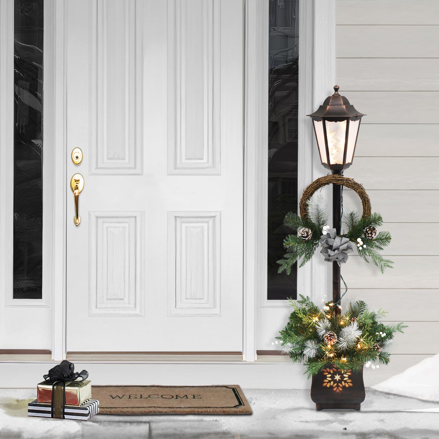 4' Pre-Lit Christmas Lamp Post with 35 Clear UL-Listed lights