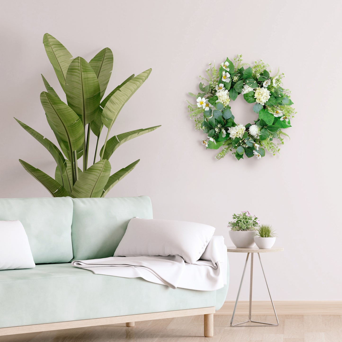 24" Artificial Hydrangea & Dogwood Floral Spring Wreath