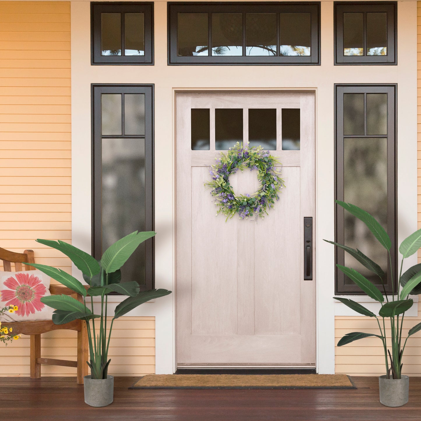Puleo International 30" Artificial Eucalyptus Floral Spring Door Wreath