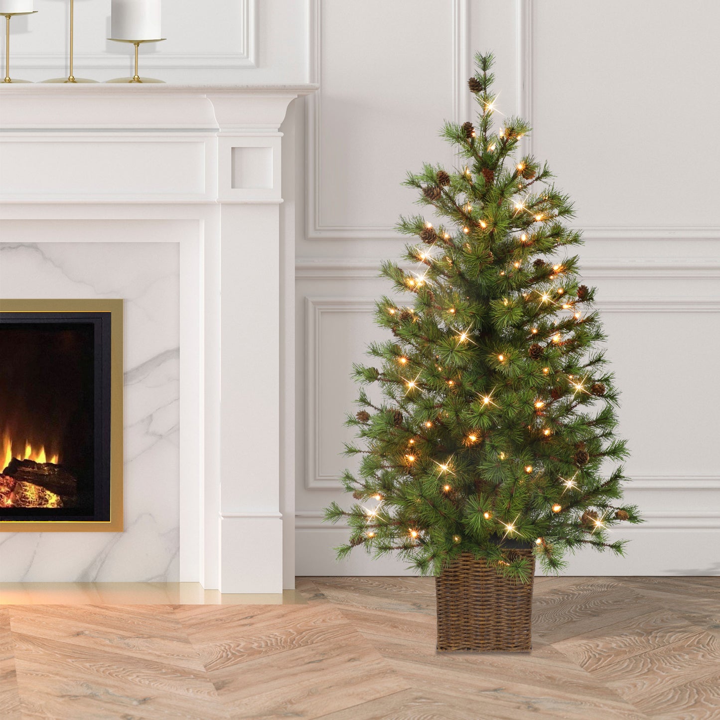 4 ft. Pre-Lit Potted  Artificial Tree