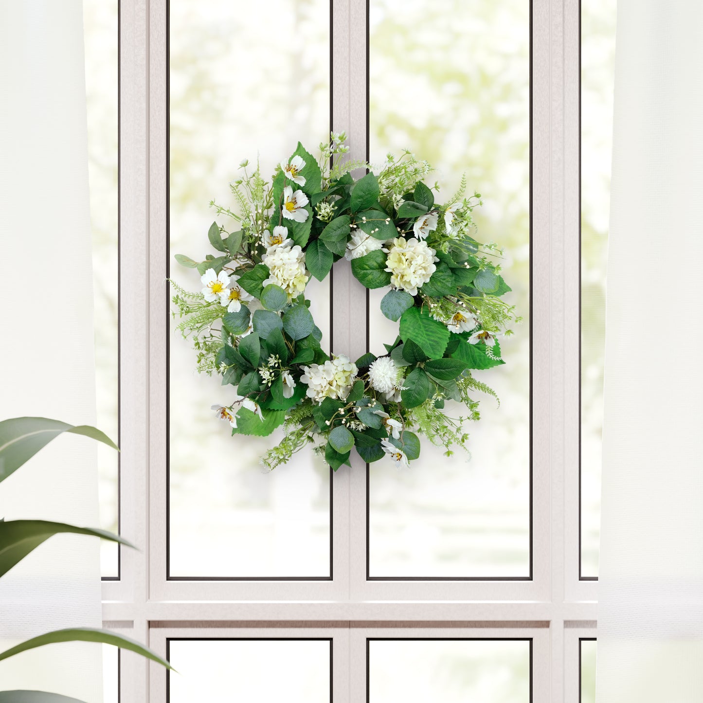 24" Artificial Hydrangea & Dogwood Floral Spring Wreath