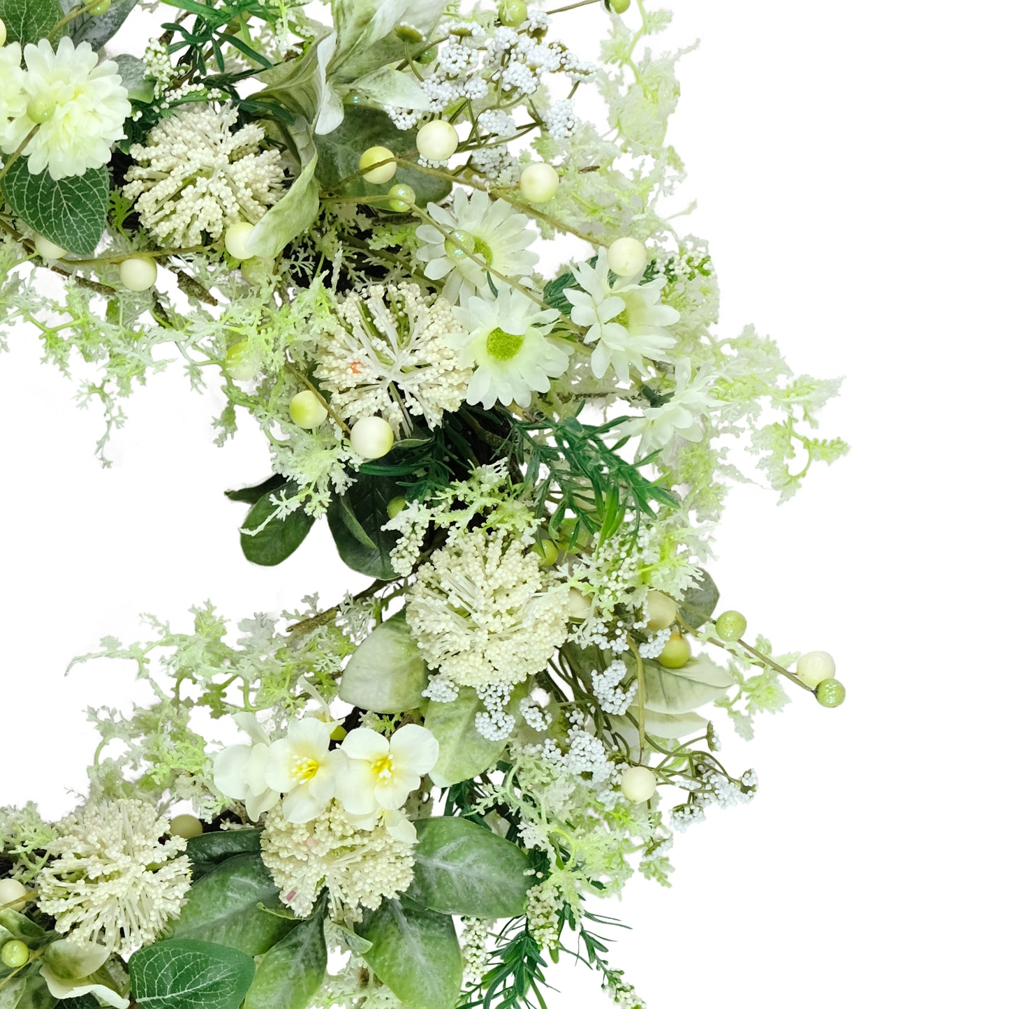 26" Artificial Echinops Chrysanthethemum & Daisy Floral Spring Wreath