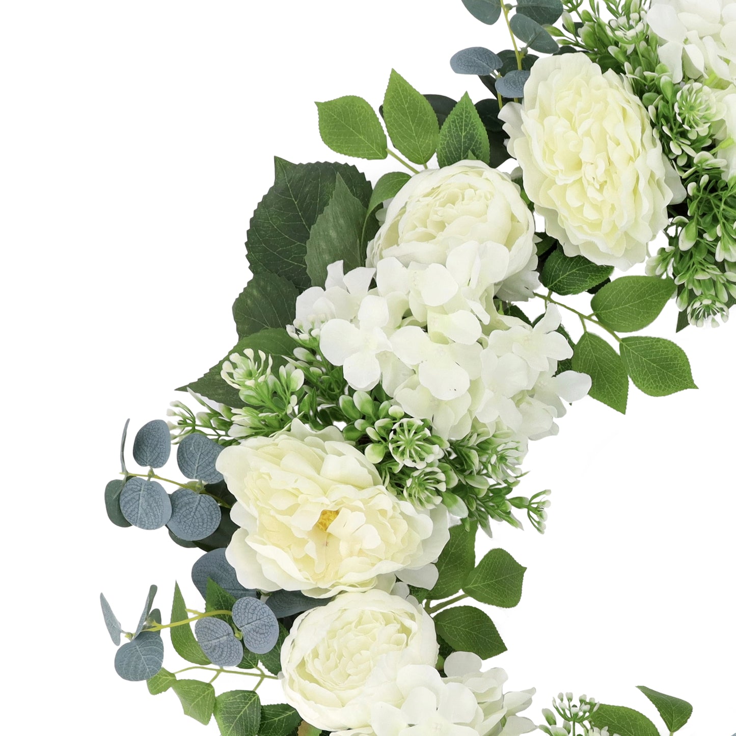 26" Artificial Peony Hydrangea & Rose Floral Spring Wreath