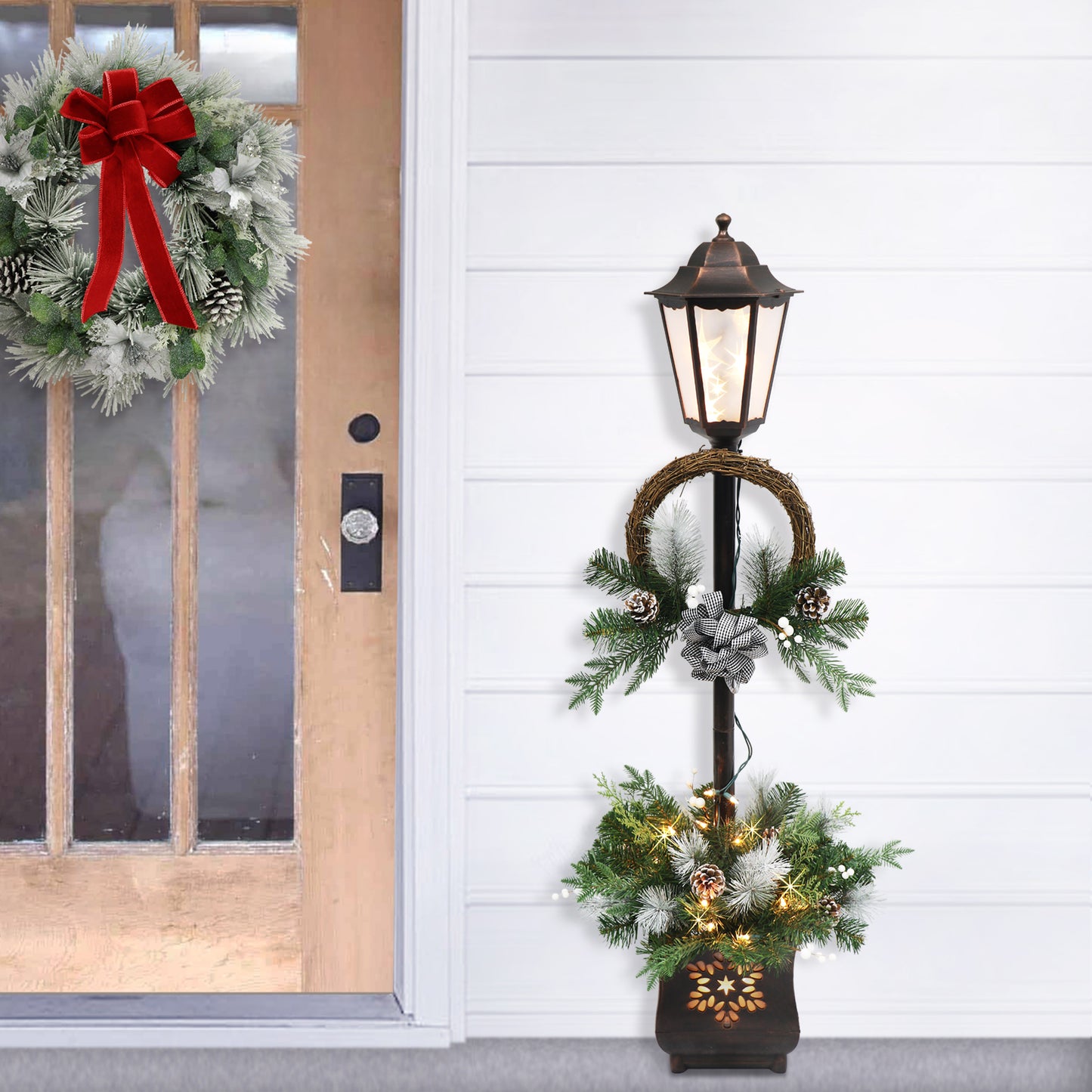 4' Pre-Lit Christmas Lamp Post with 35 Clear UL-Listed lights