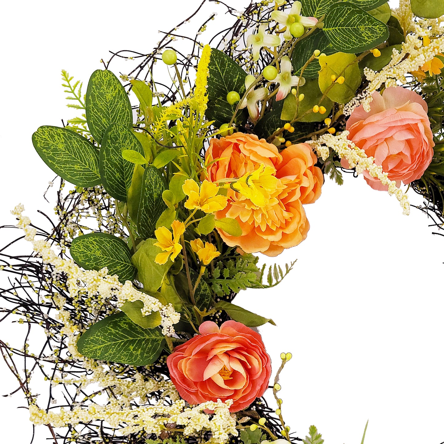 Puleo International 24" Artificial Peony Floral Spring Door Wreath
