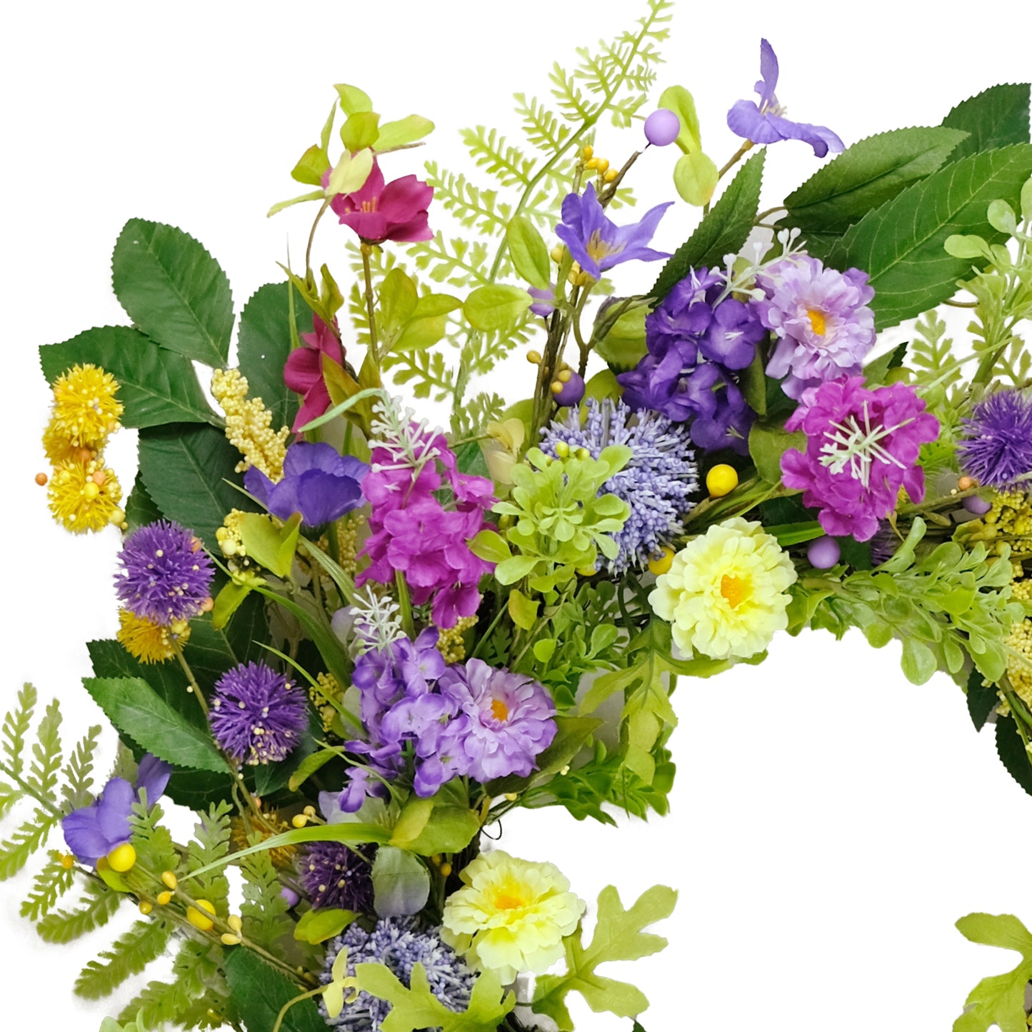24" Artificial Echinops & Chrysanthethemum Floral Spring Wreath