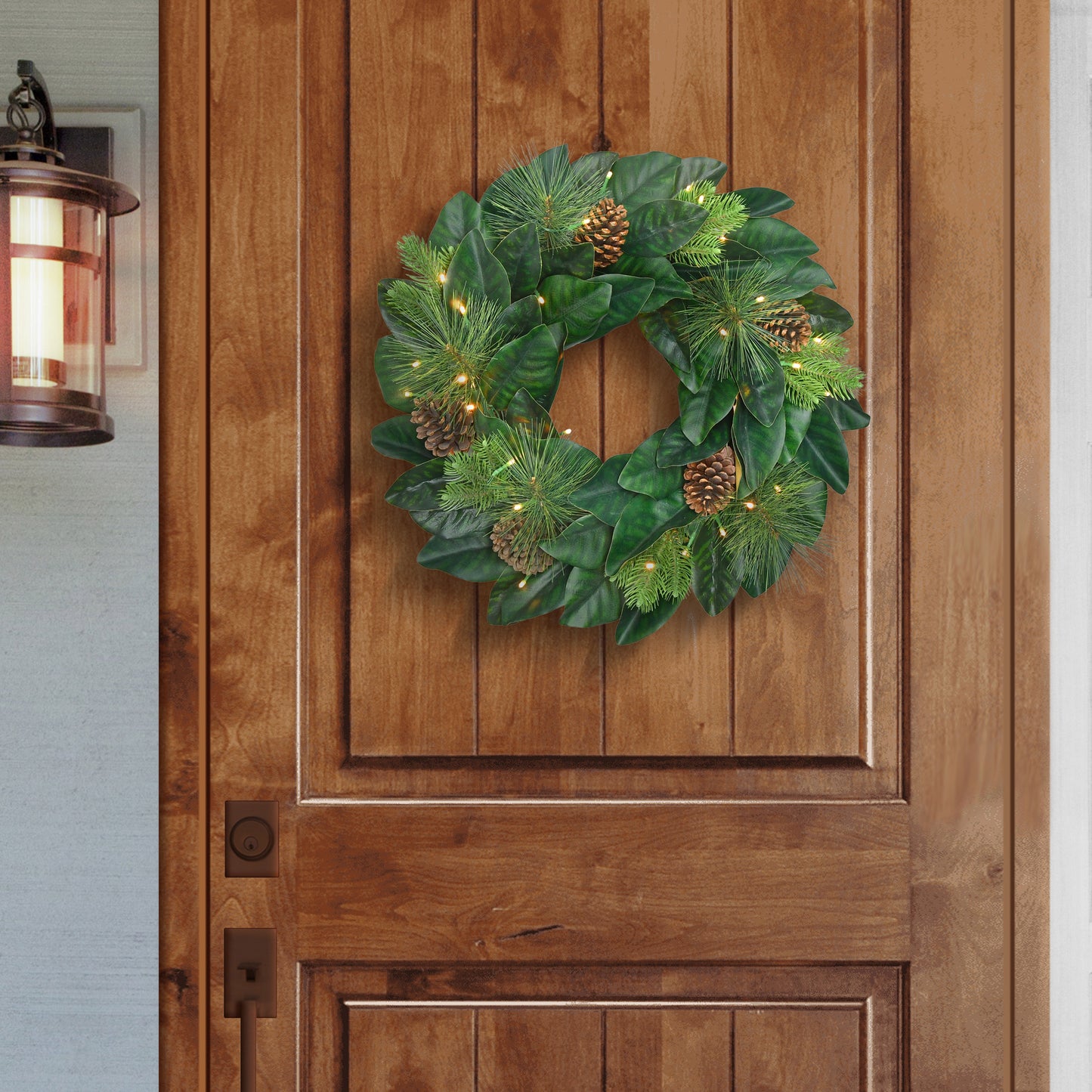 24 in. Pre-lit Magnolia Wreath