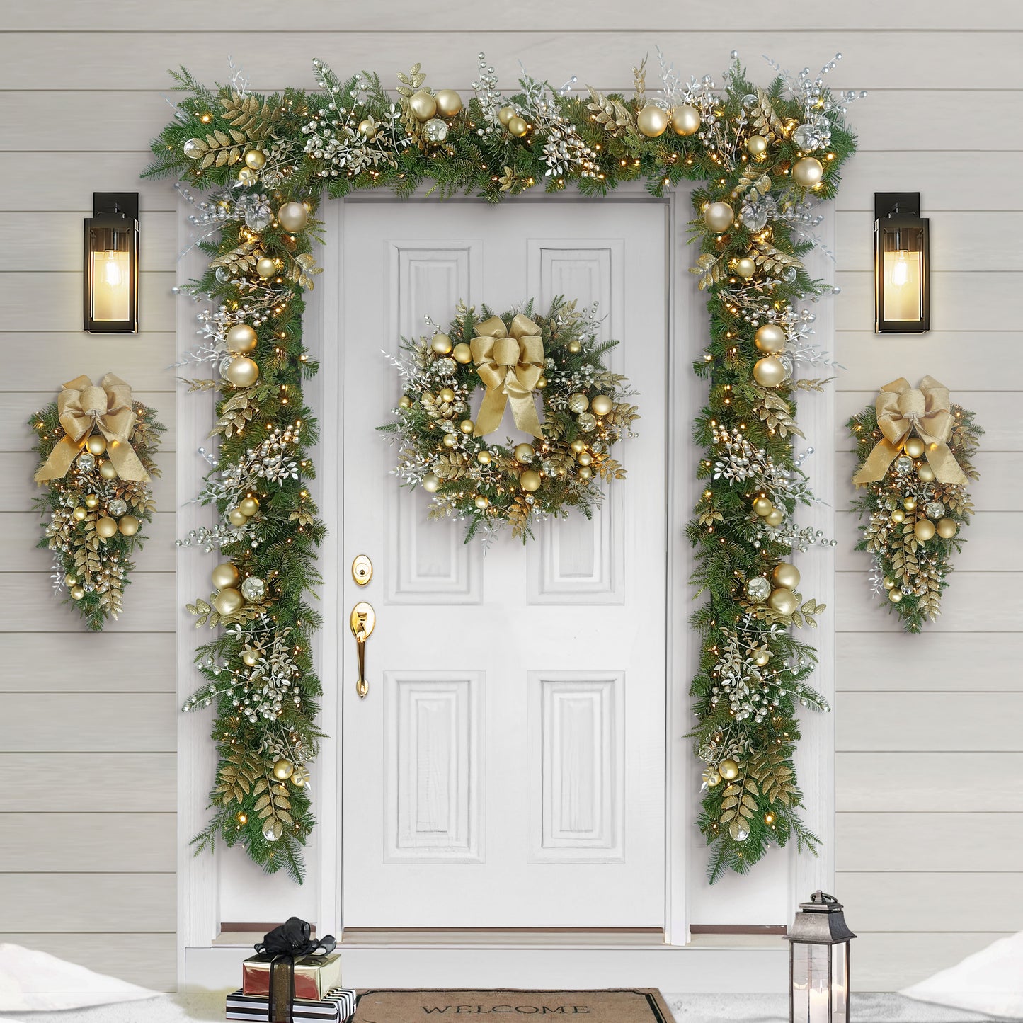 28" Battery-Operated Pre-Lit Decorated Artificial Swag