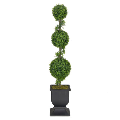 60" Topiary Triple Ball Boxwood Artificial Tree