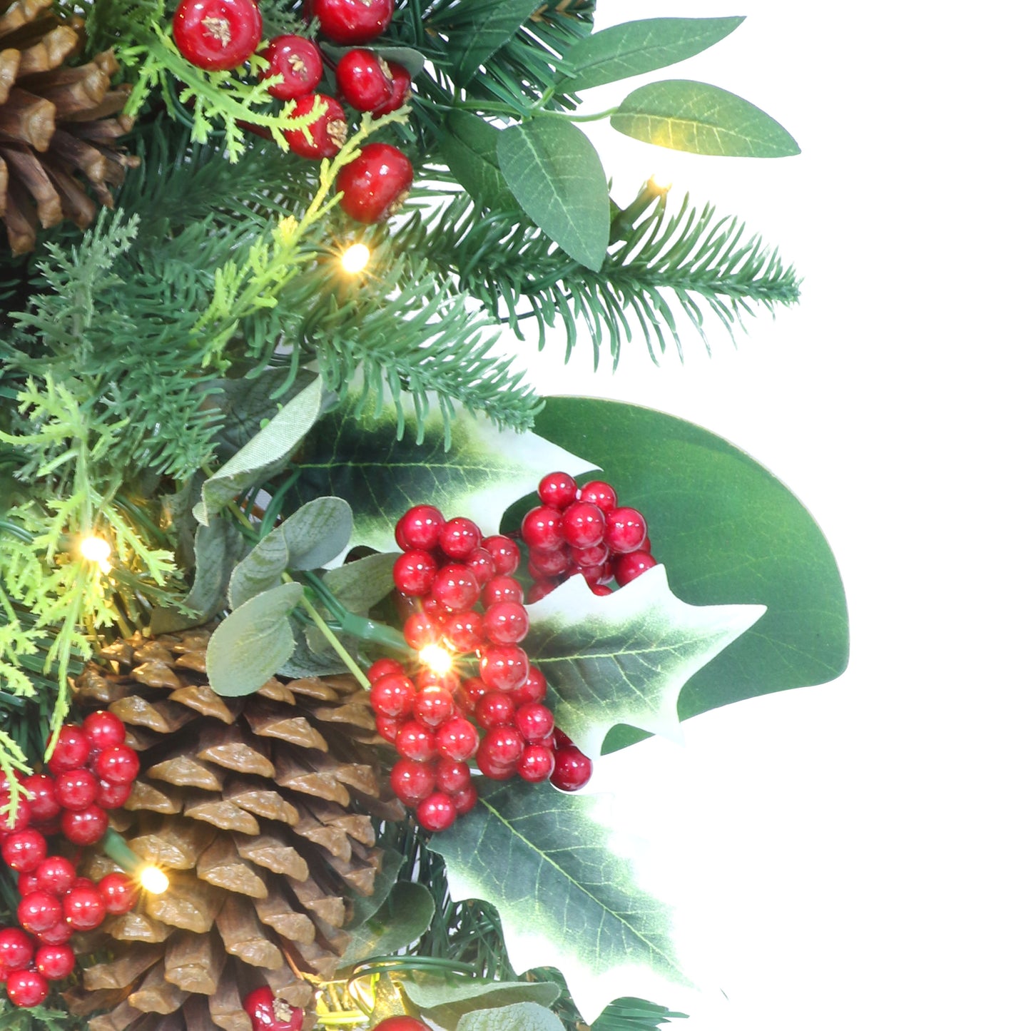 26" Battery-Operated Pre-Lit Decorated Artificial Wreath