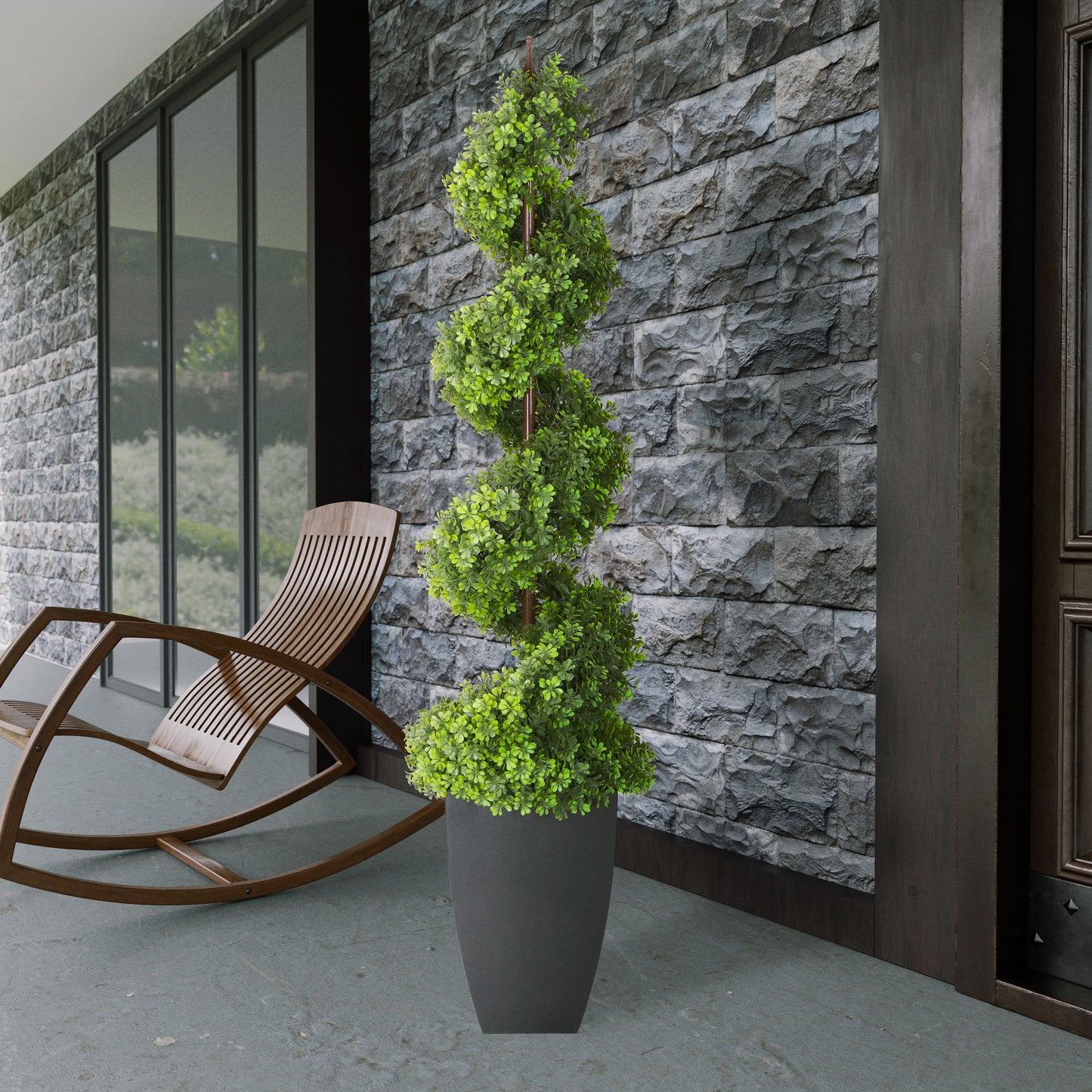 5 ft. Topiary Spiral Boxwood Artificial Tree