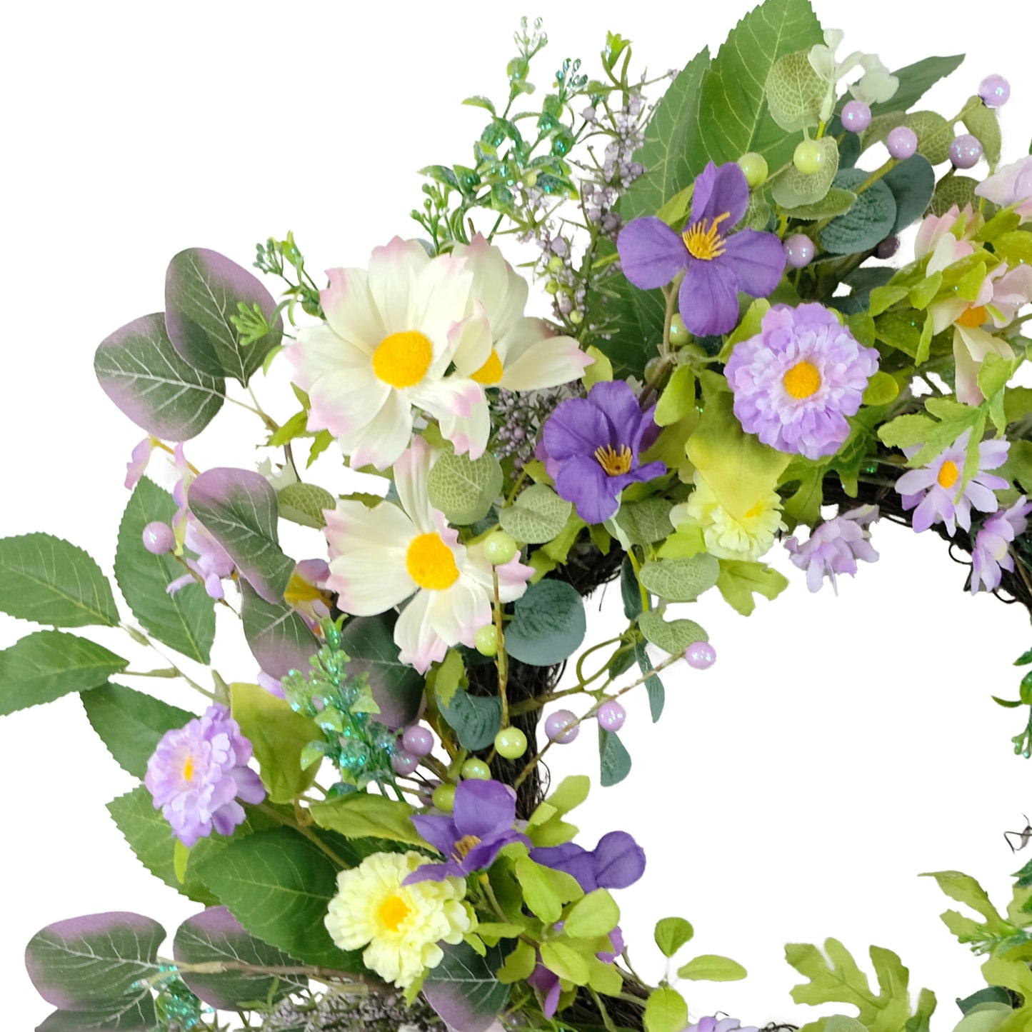 24" Artificial Daisy Floral Spring Wreath