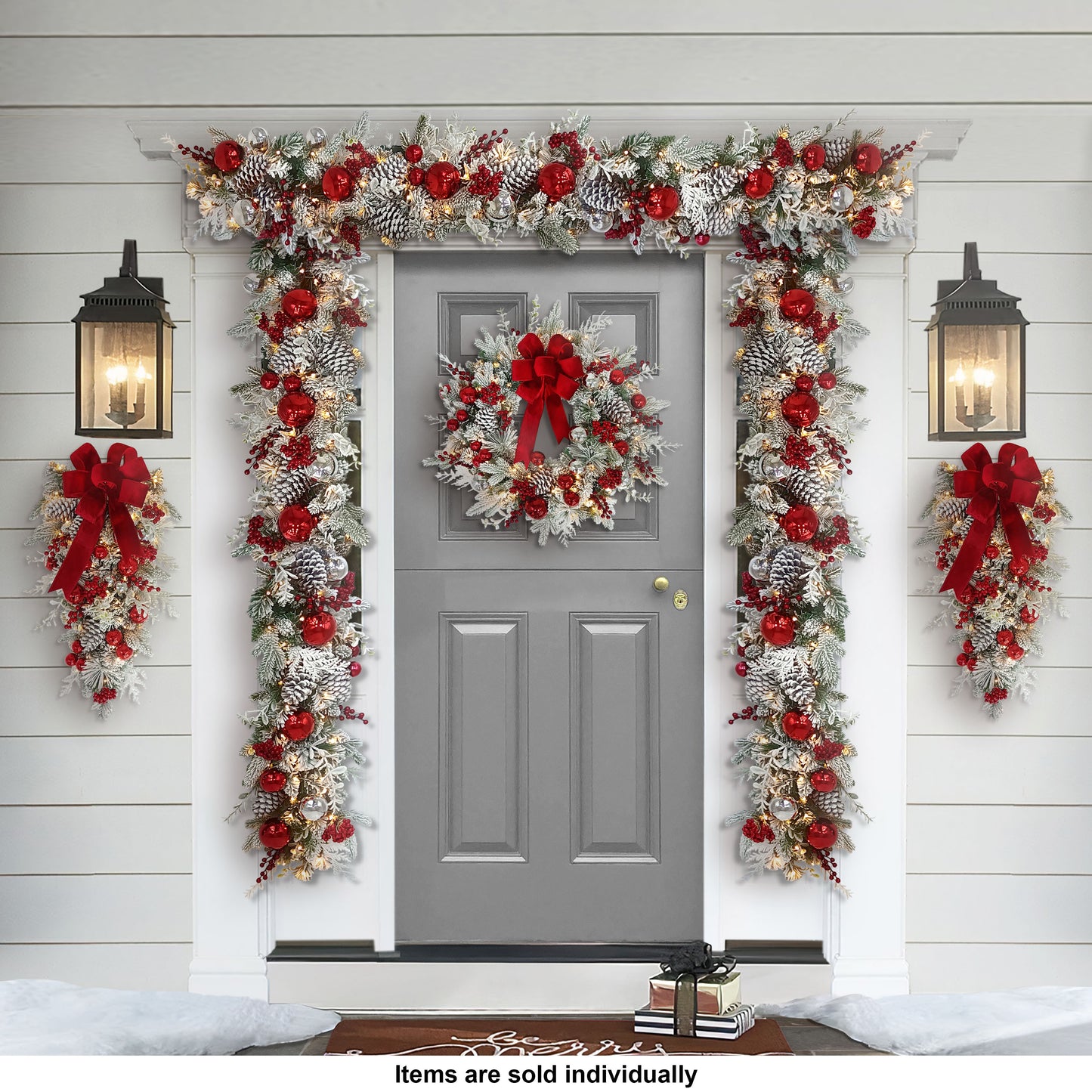 26" Battery-Operated Pre-Lit Decorated Artificial Wreath