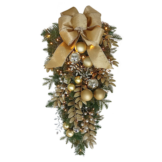 28" Battery-Operated Pre-Lit Decorated Artificial Swag