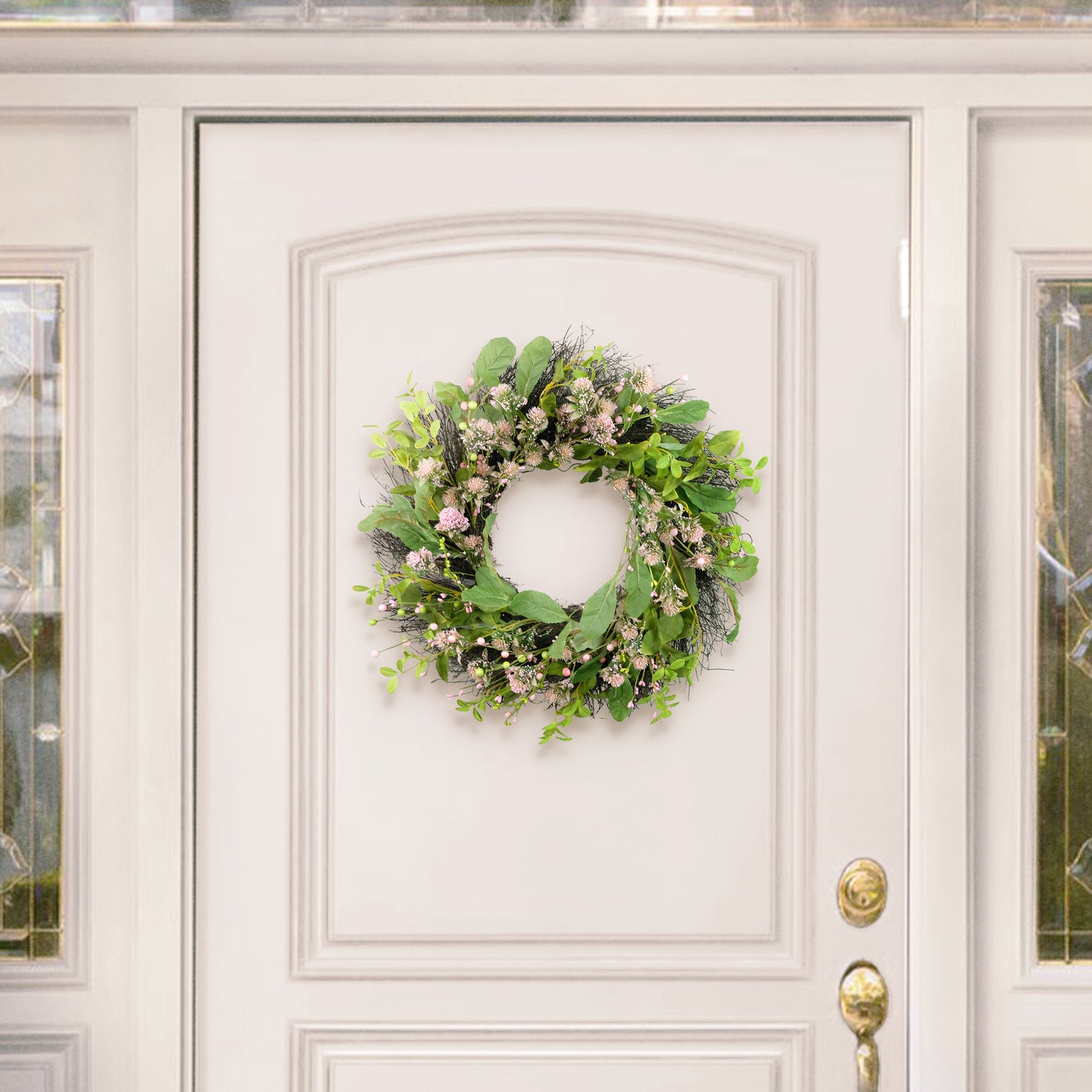 24" Artificial Echinops Floral Spring Wreath