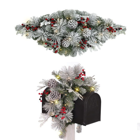 36 in. Pre-Lit Flocked Mailbox Cover