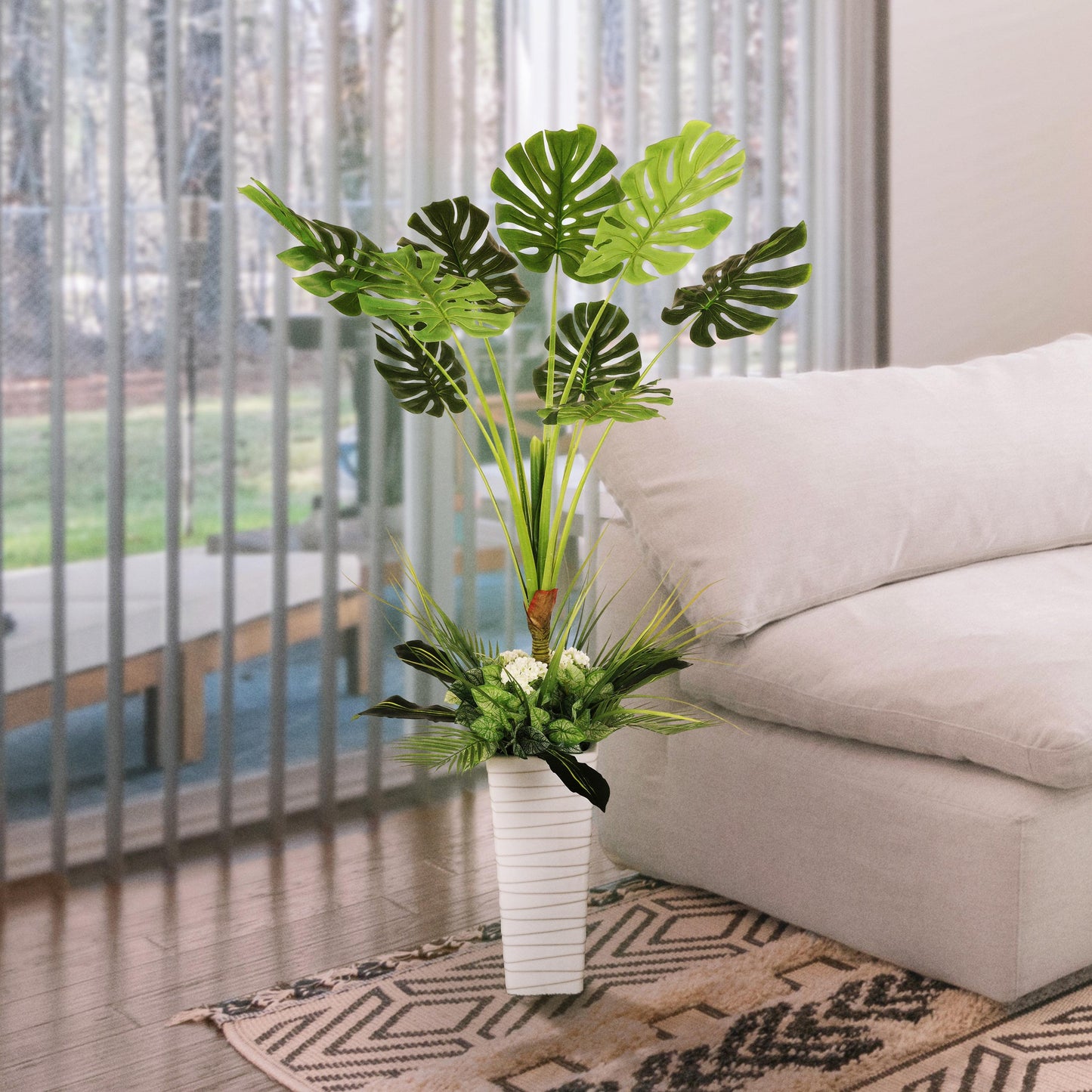5 ft Artificial Tarovine Tree with White Decorative Pot