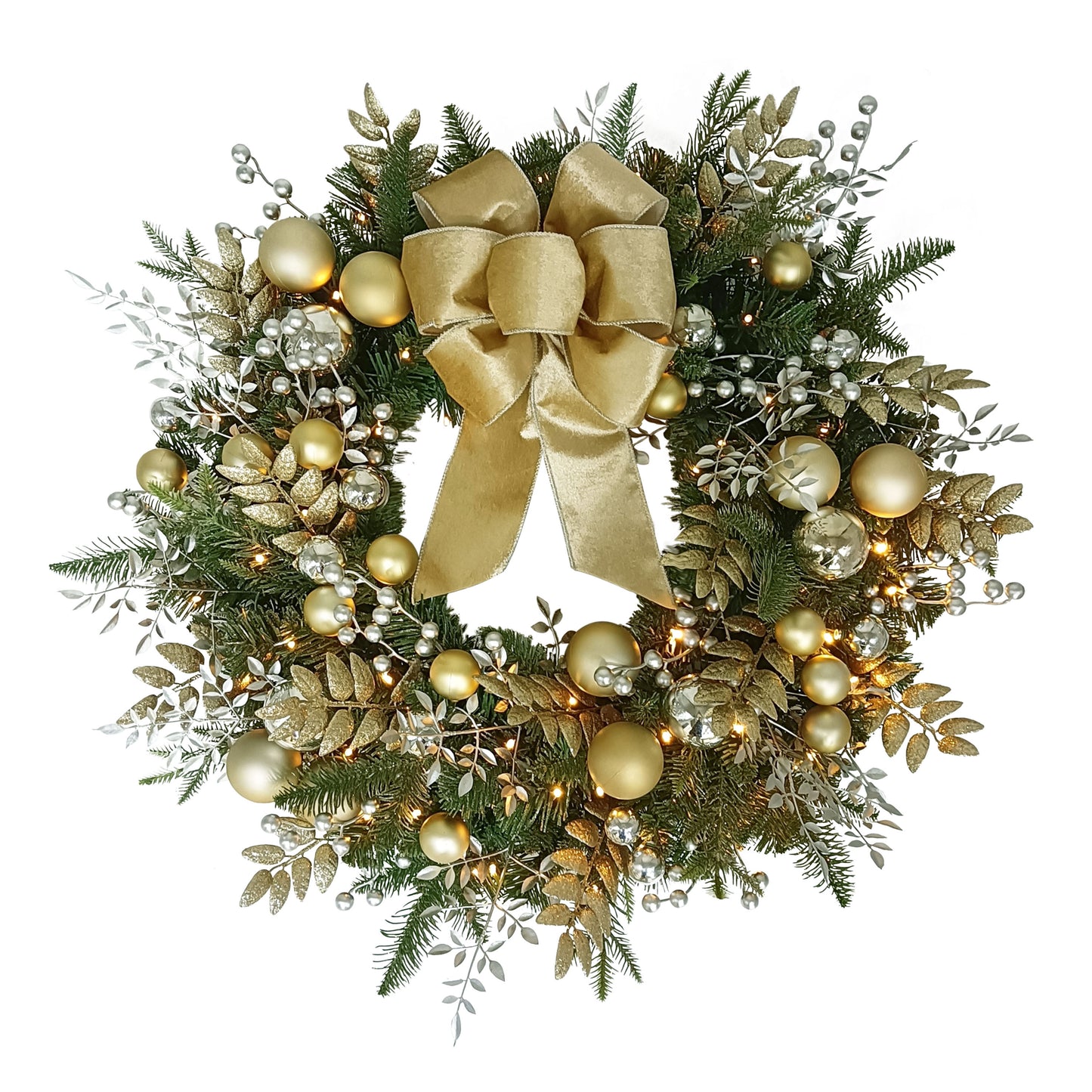 26" Battery-Operated Pre-Lit Decorated Artificial Wreath