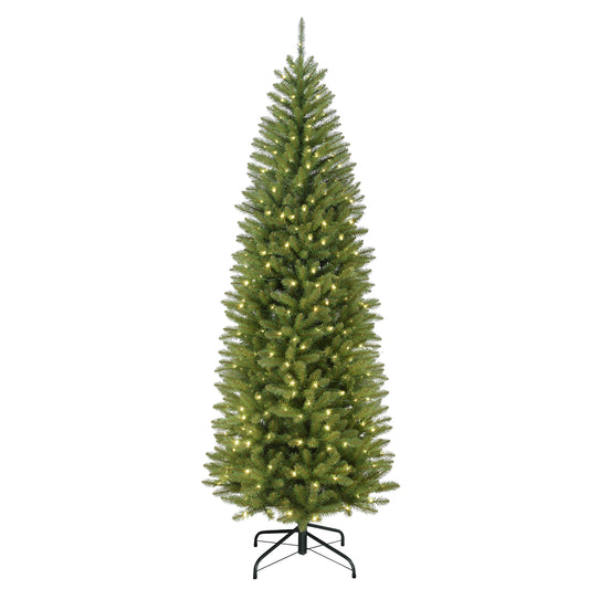 Pre-Lit 7.5' Pencil Fraser Fir Artificial Christmas Tree with 250 Multi-Finction RGB Lights with Remote, Sure-Lit Pole�, Green