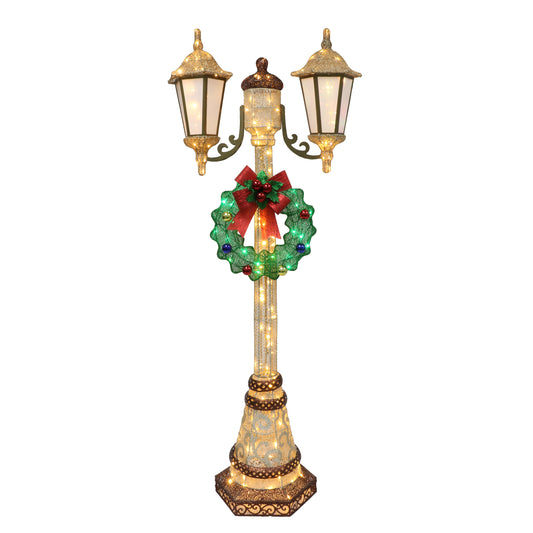 72" Lighted Lamp Post with 35 Twinkling Lights, Gold/Green