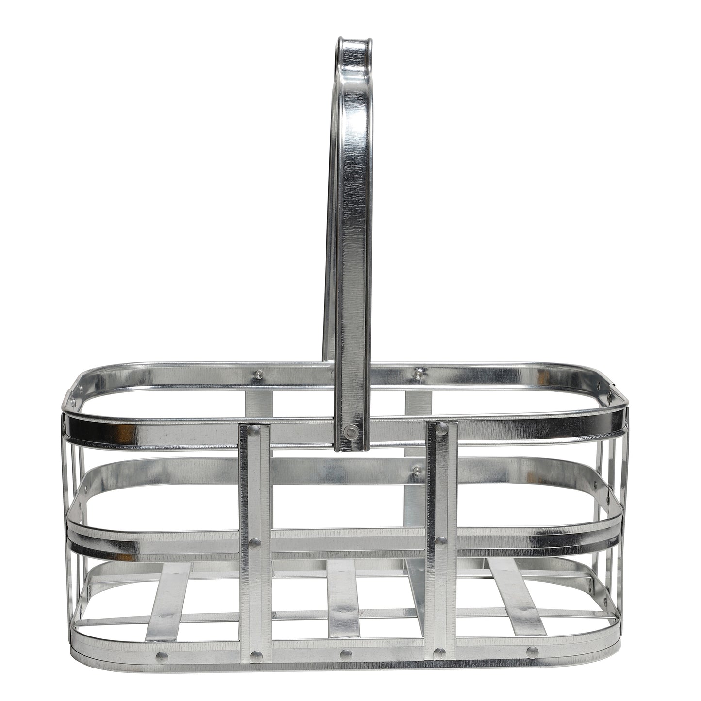 6" Galvanized Metal Basket for Storage with Handle