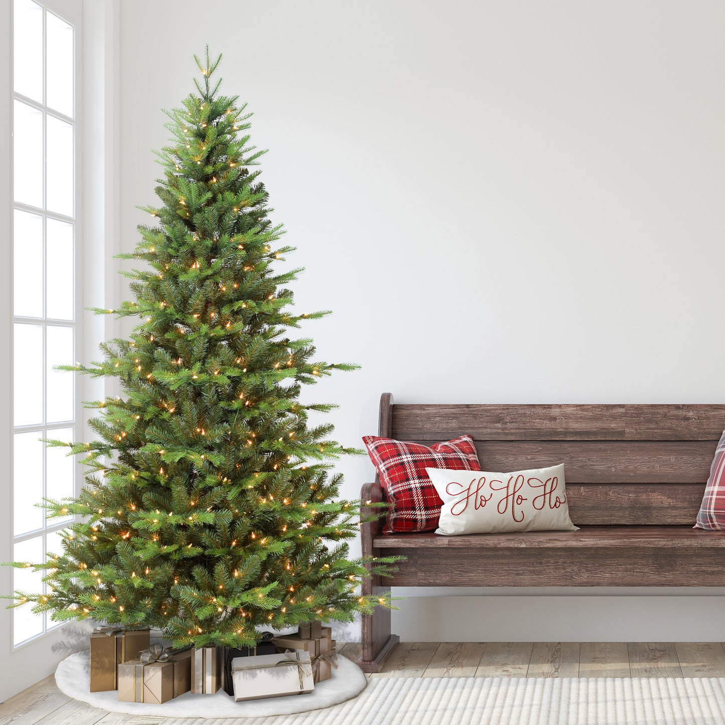 Pre-Lit 7.5' Newbury Fir Artificial Christmas Tree with 450 Lights, Green
